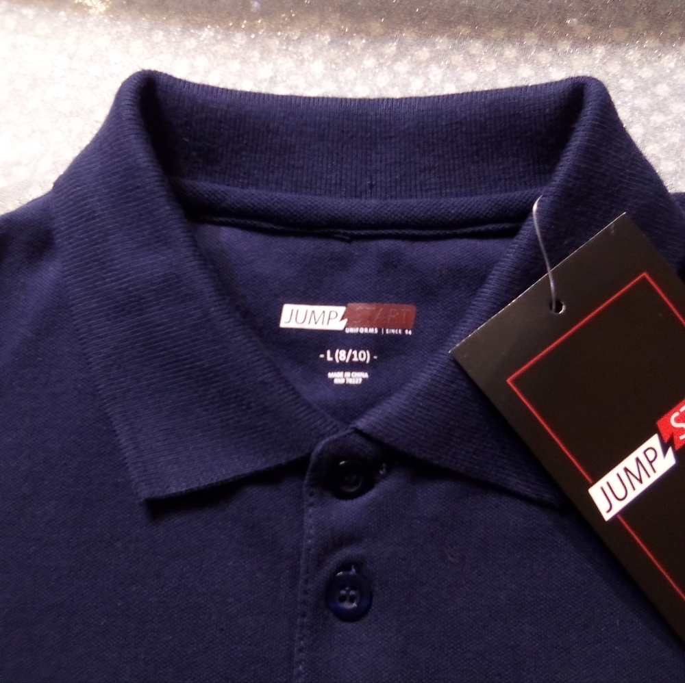 Jump Start Uniform Polo Shirt Kids Girls Size Large 8-10 Color Blue